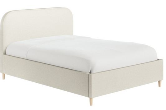 Cream Upholstered Double Bed Frame with Curved Headboard - Zara