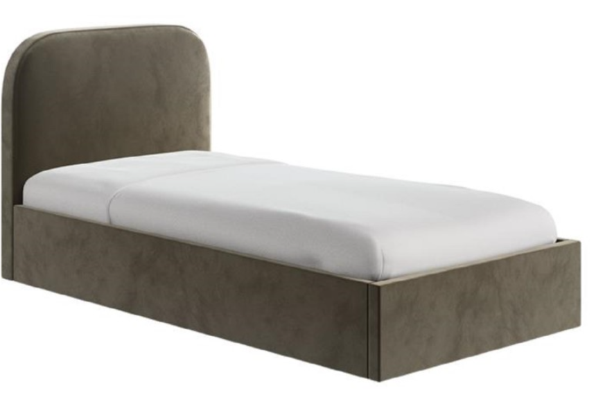 Khaki Velvet Double Ottoman Bed Frame - Zara