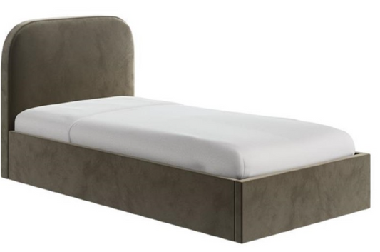 Khaki Velvet Double Ottoman Bed Frame - Zara