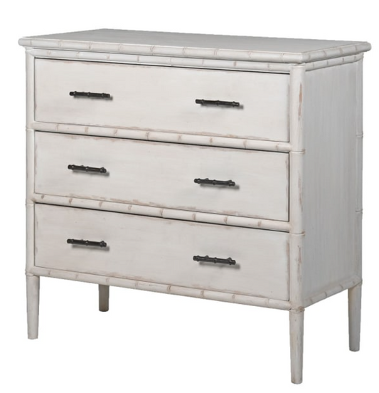 Nordic Gustavian Faux Bamboo 3 Drawer Chest