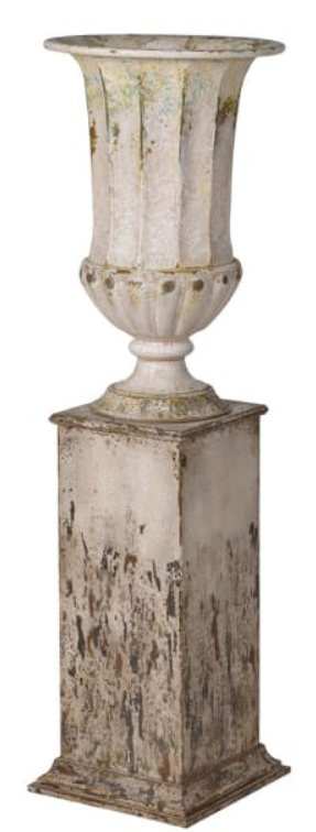 Aged Metal Planter with Plinth