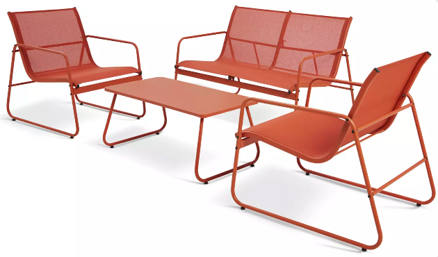 Habitat Cali 4 Seater Metal Patio Set - Orange