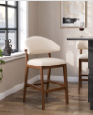 Hugh Barstool Dark Stained Ntural Fabric