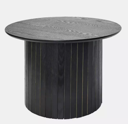 OHS Madison Ribbed Round Coffee Table - Black