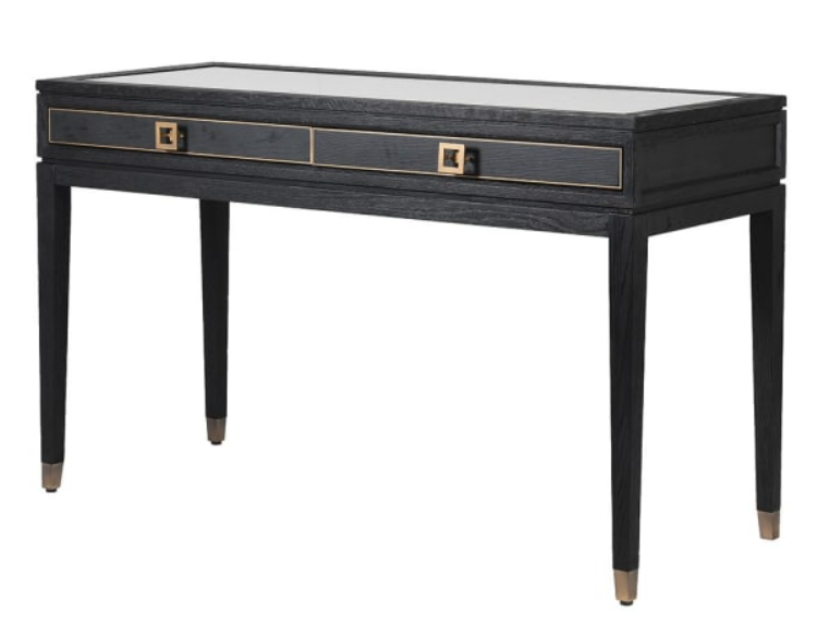 Ebony 2 Drawer Dressing Table with Glass Top