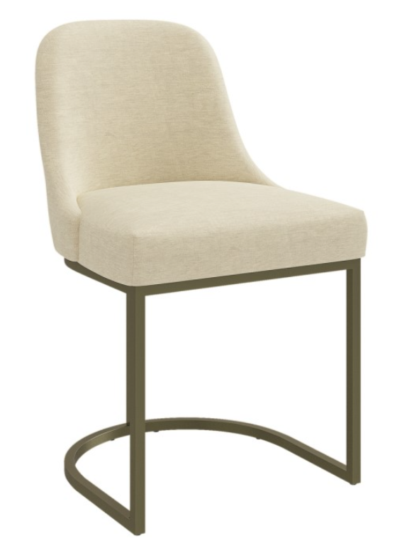 Beige Upholstered Dining Chairs with Brass Legs - Callie