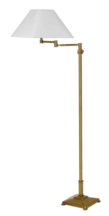 Pivot Brass Floor Lamp with Linen Shade