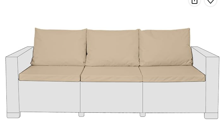 Outdoor Garden Rattan seat cushions 6 Pc Cream 3 Seater