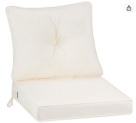 Outdoor Garden Chair Cushion With Backrest, 50x50cm, Beige