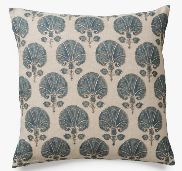 Kabibi Shell Embroidered Cushion Cover - Grey Blue