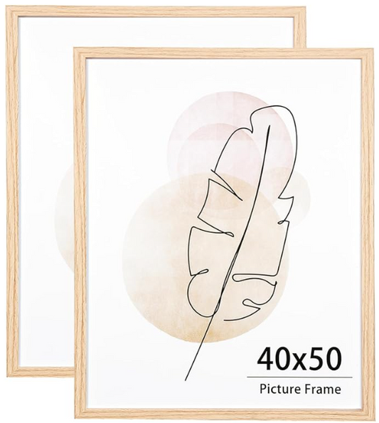 KAIWIN 40X50 Picture Frame Oak Set of 2, Wooden Poster Frame