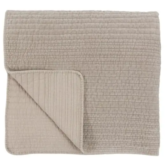 Cotton Velvet Stitched Bedspread Taupe