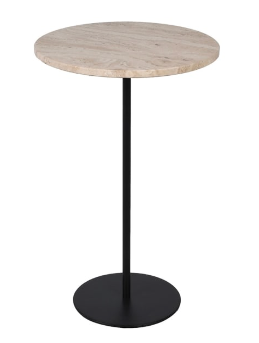 Light Travertine Round Side Table - H55 X Dia.34CM