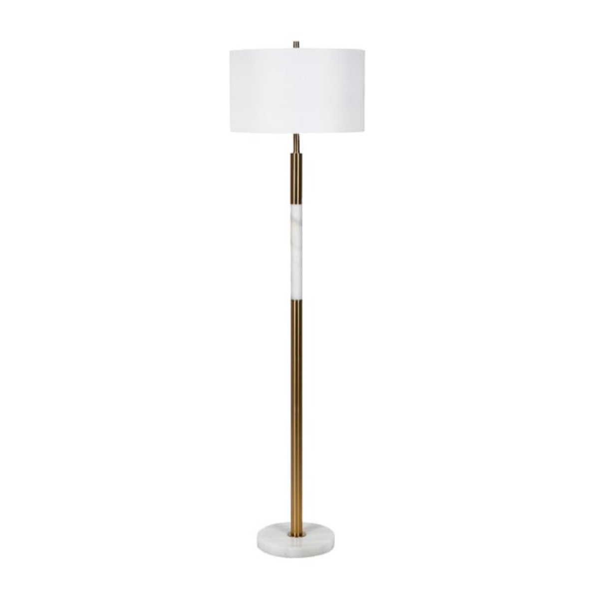 White Marble Floor Lamp with Shade - H157 X Dia.42CM