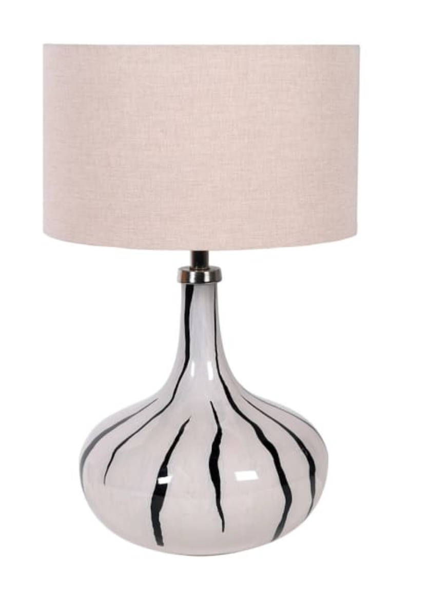 Black and White Stripe Table Lamp with Linen Shade - H60 X Dia.37CM