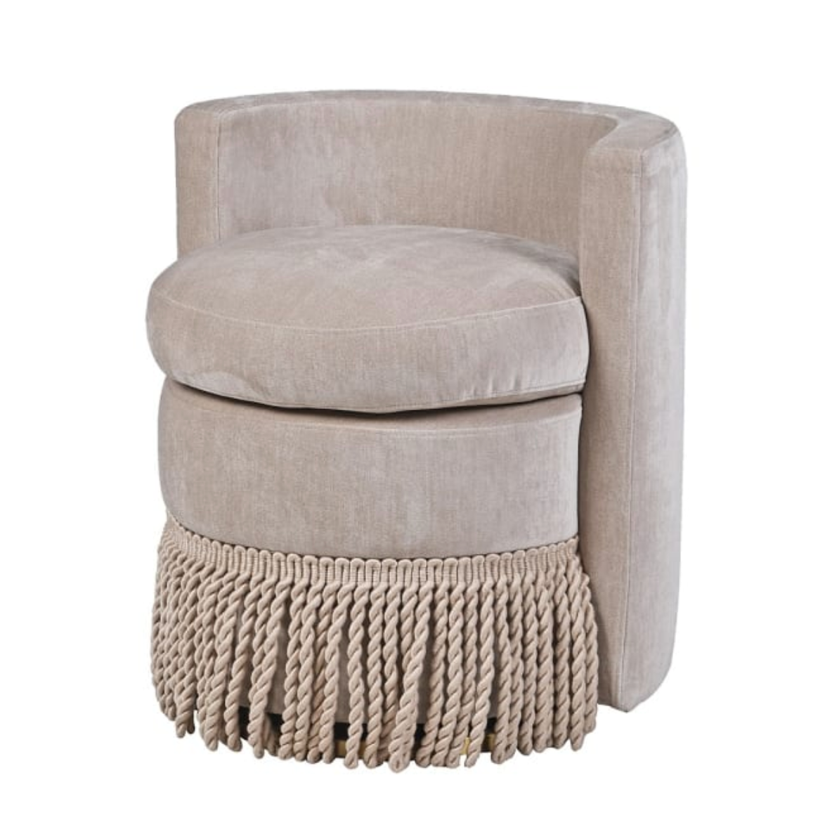 Mauve Fringed Swivel Chair - H63 X W61 X D54CM