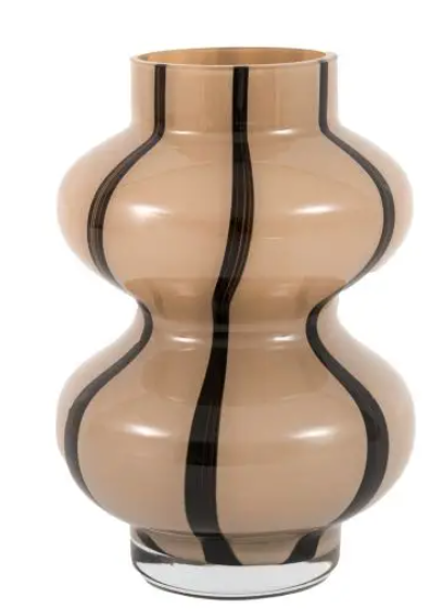Forma Swirl Glass Vase Camel & Black