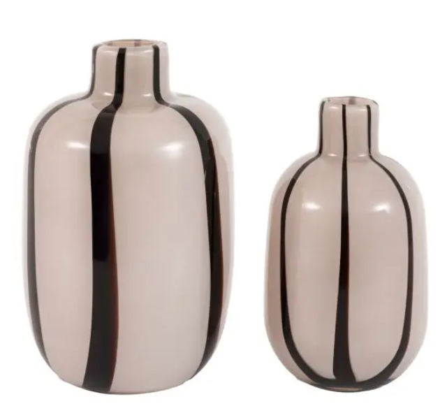 Linea Stripe Glass Vase Monochrome Set of 2