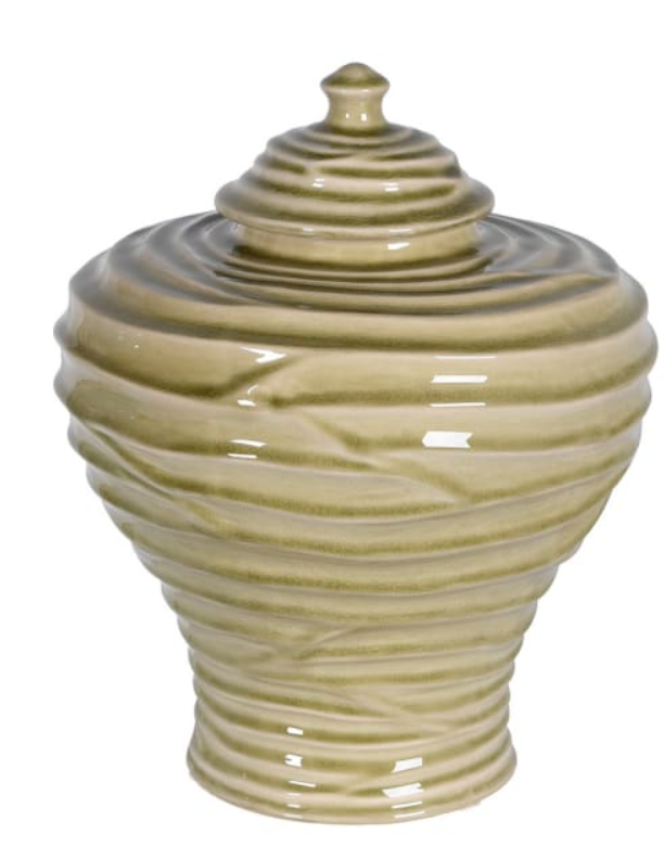 Small Sage Rippled Lidded Vase