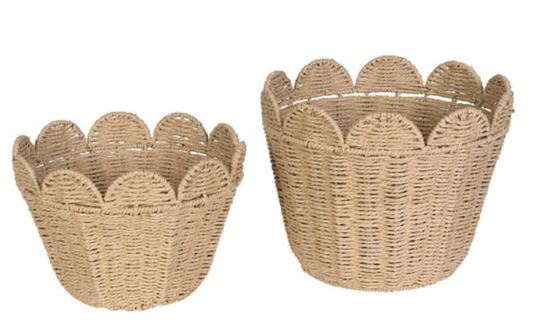 Set of 2 Scallop Edge Rope Basket