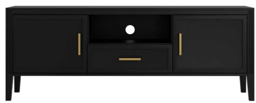 Large Black Wooden TV Stand with Storage - Delilah