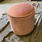 Hetherington Small Brass Base Pouffe, Blush Pink Velvet, 35x35x40cm