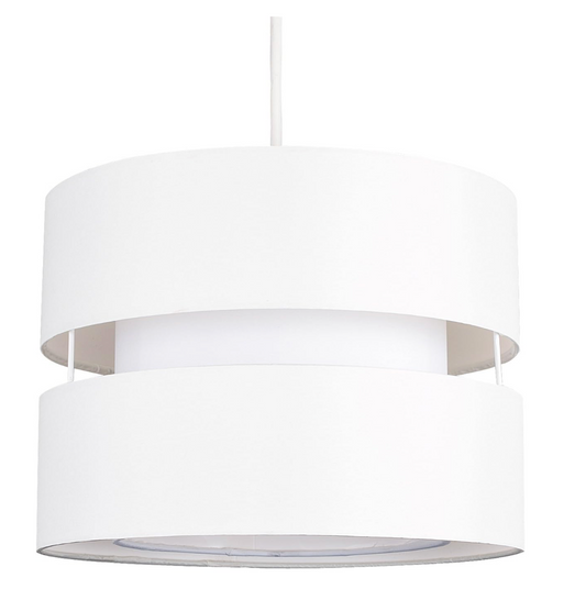MiniSun - Modern 2 Tier Cylinder Ceiling Pendant Light Shade in a Cream Finish