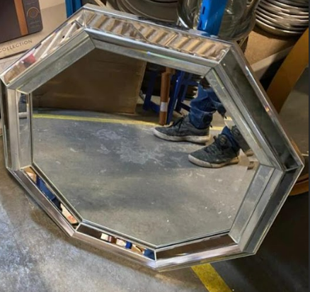 Modern Italian Beveled Glass Octagonal Mirror, 63x63cm