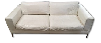 White Leather 2 Seater Sofa, 92x205x60cm