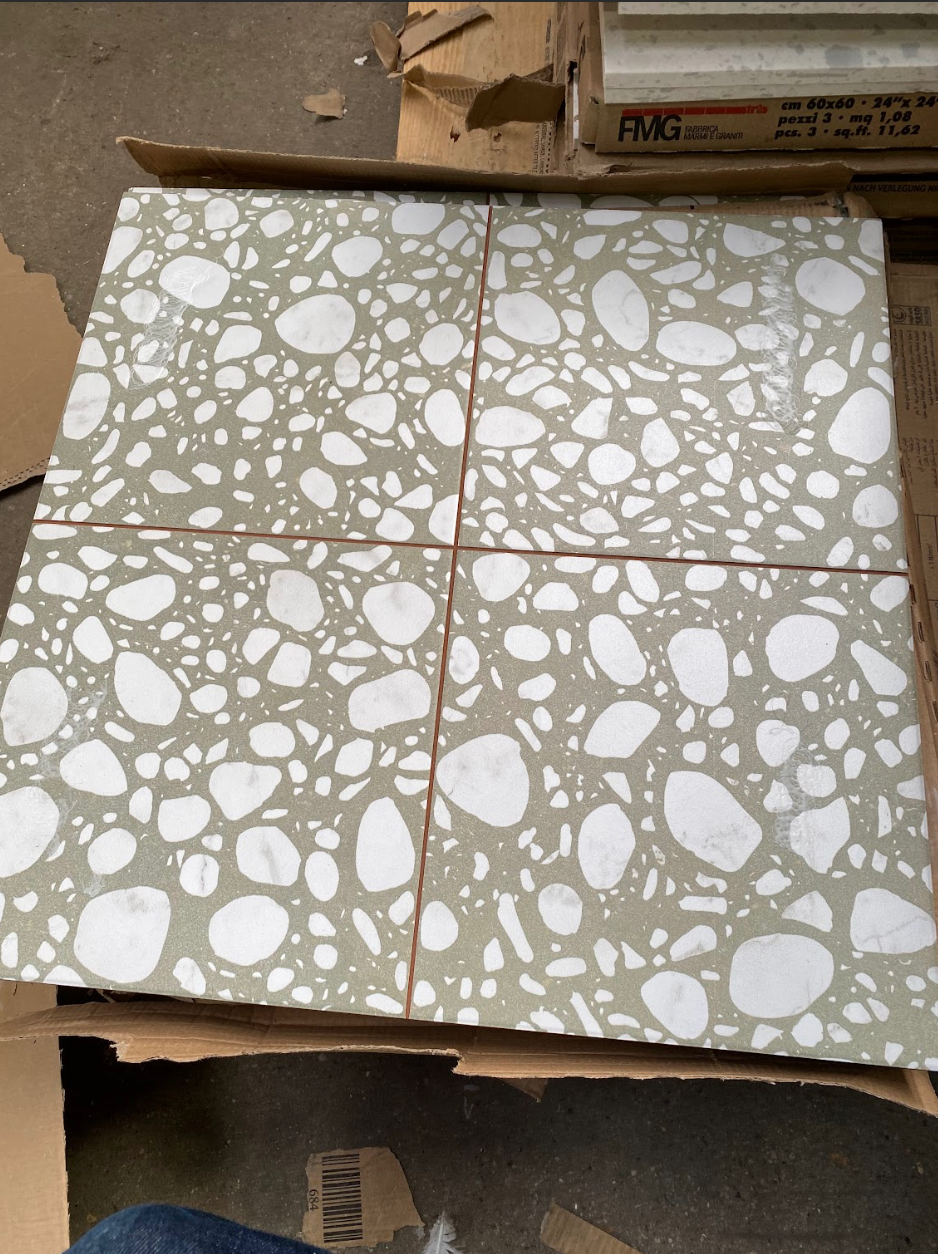 Mizuki Fern Terrazzo Ceramic Tiles 45 x 45
