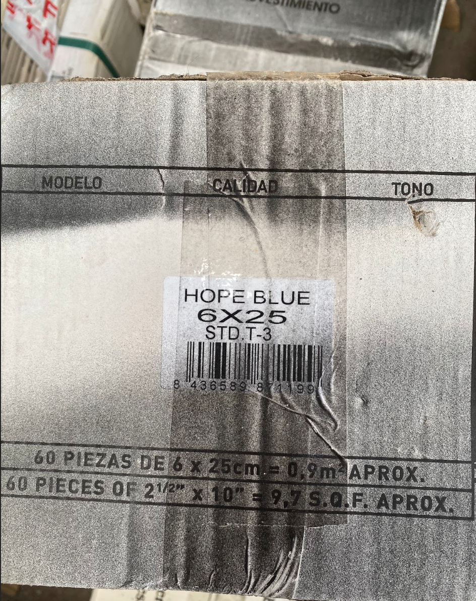 Hope Blue Glossy Ceramic Wall Tiles 6x25cm