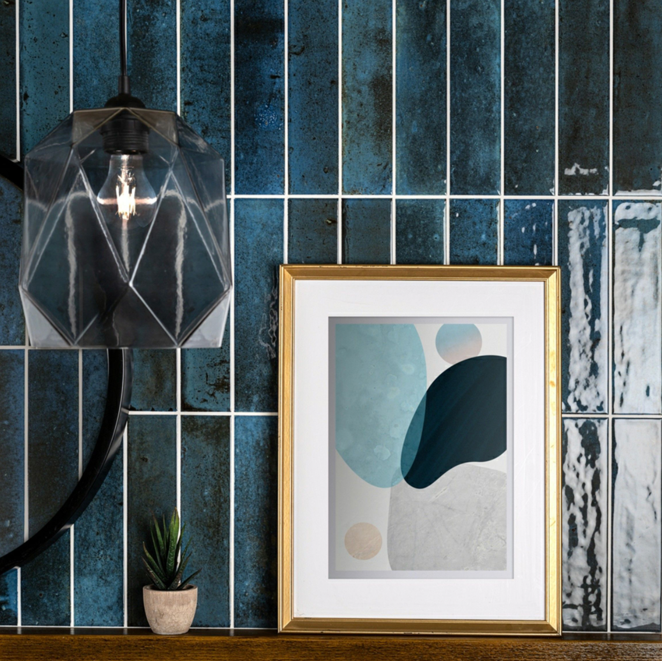 Hope Blue Glossy Ceramic Wall Tiles 6x25cm