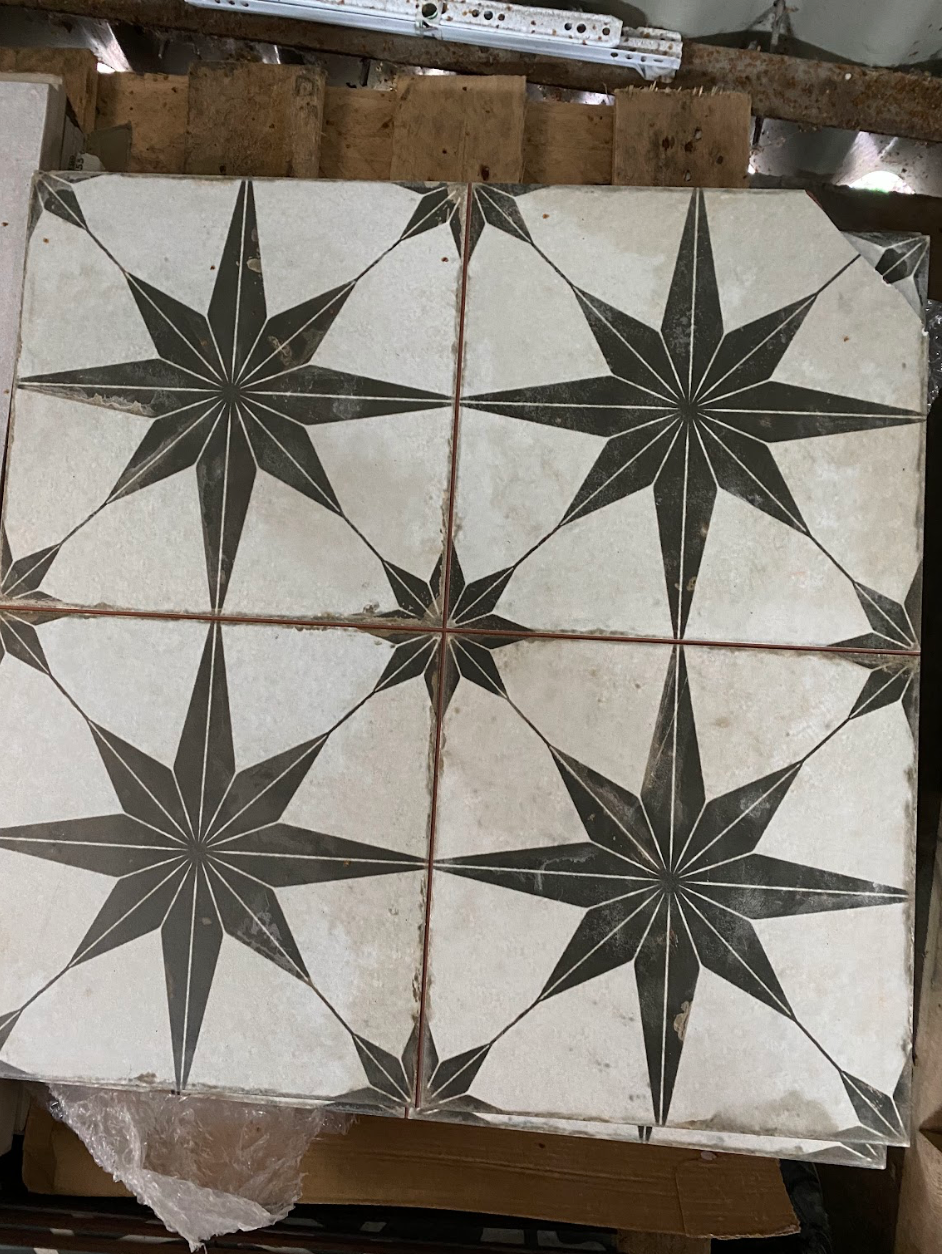 Scintilla Black Star Pattern Tiles 45 x 45