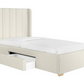 Cream Fabric Single Bed Frame with Storage Drawer - Phoebe