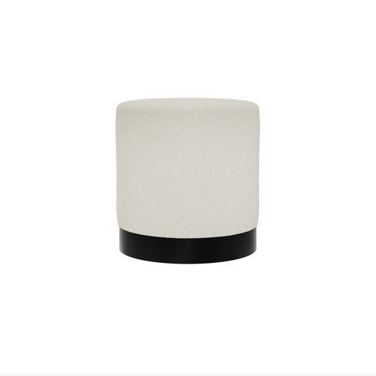 Lara Ivory Boucle Small Pouffe, 415 X 415 X 440