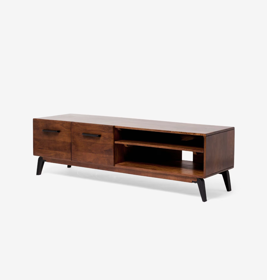 Lucien Up to 60 Inch TV Unit in Dark Mango Wood, 160 X 48 X 48 CM