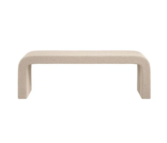 Ren 2 Seater Boucle Dining Bench - Buff, H 50cm x W 151.5cm x D 41cm