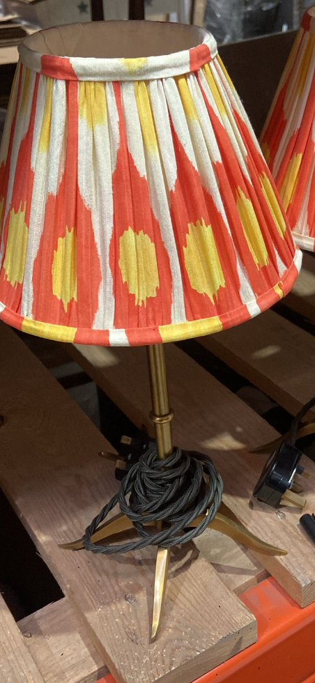 20cm Empire Shade In St Clements Egg & Spoon Silk Ikat with Base