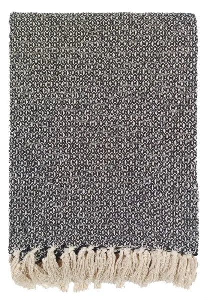 Malini Darling Black Throw DOT DESIGNPATTERN RECYCLED YARN BLACK 130 X 180