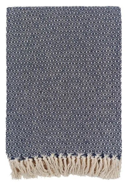 Malini Darling Navy Throw DOT DESIGNPATTERN RECYCLED YARN NAVY 130 X 180