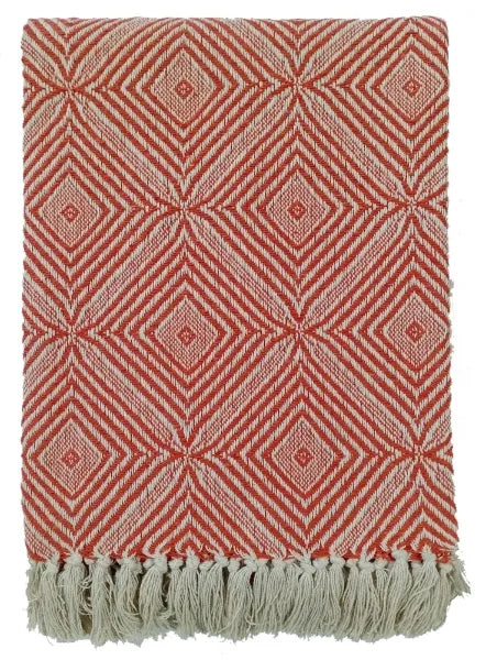 Malini Vasant Rust Throw DIAMOND PATTERN RECYCLED YARN RUST130 X 180