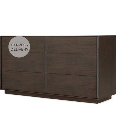 Lecki Wide Chest Of Drawers, Walnut & Stainless Steel (MADE.com), 85x140x76cm