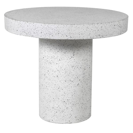 White Terazzo Round Dining Table, 77x90cm