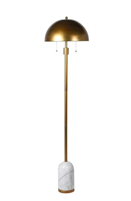 Gold Dome and Marble Base Floor Lamp