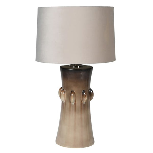 Metallic Ivory Table Lamp with Cotton Shade, 70x40cm