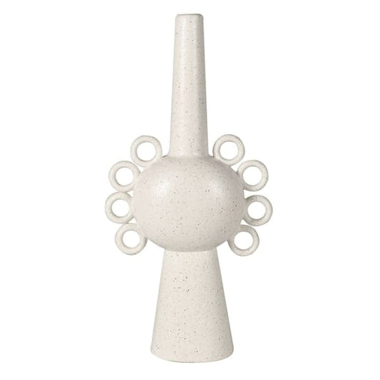 Large Speckled Cream Loop Handles Ceramic Vase