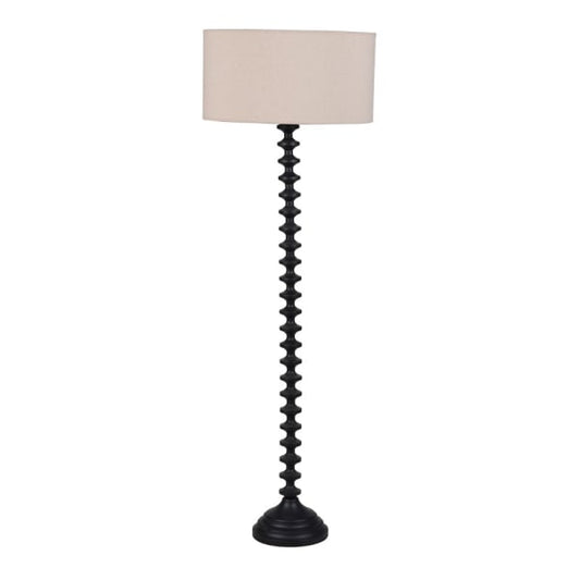 Ridged Floor Lamp with Beige Shade, 154x52