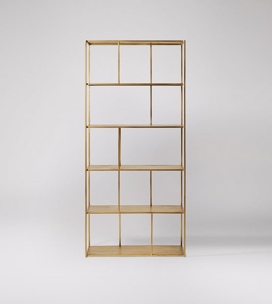 Swoon Large Aero Shelving Unit, Brass, 195x90x30cm