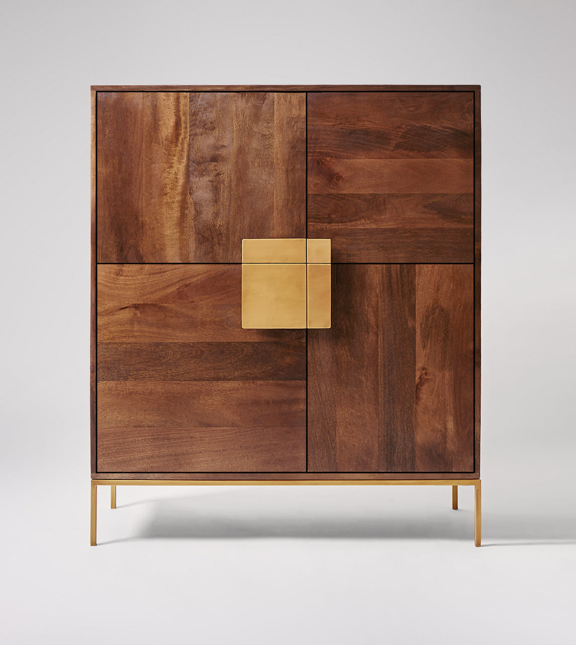Banner Cabinet, Mango Wood & Antique Brass, 118x100x38cm