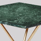 Bilbao Side Table, Green Marble & Brass, 43x37x56cm